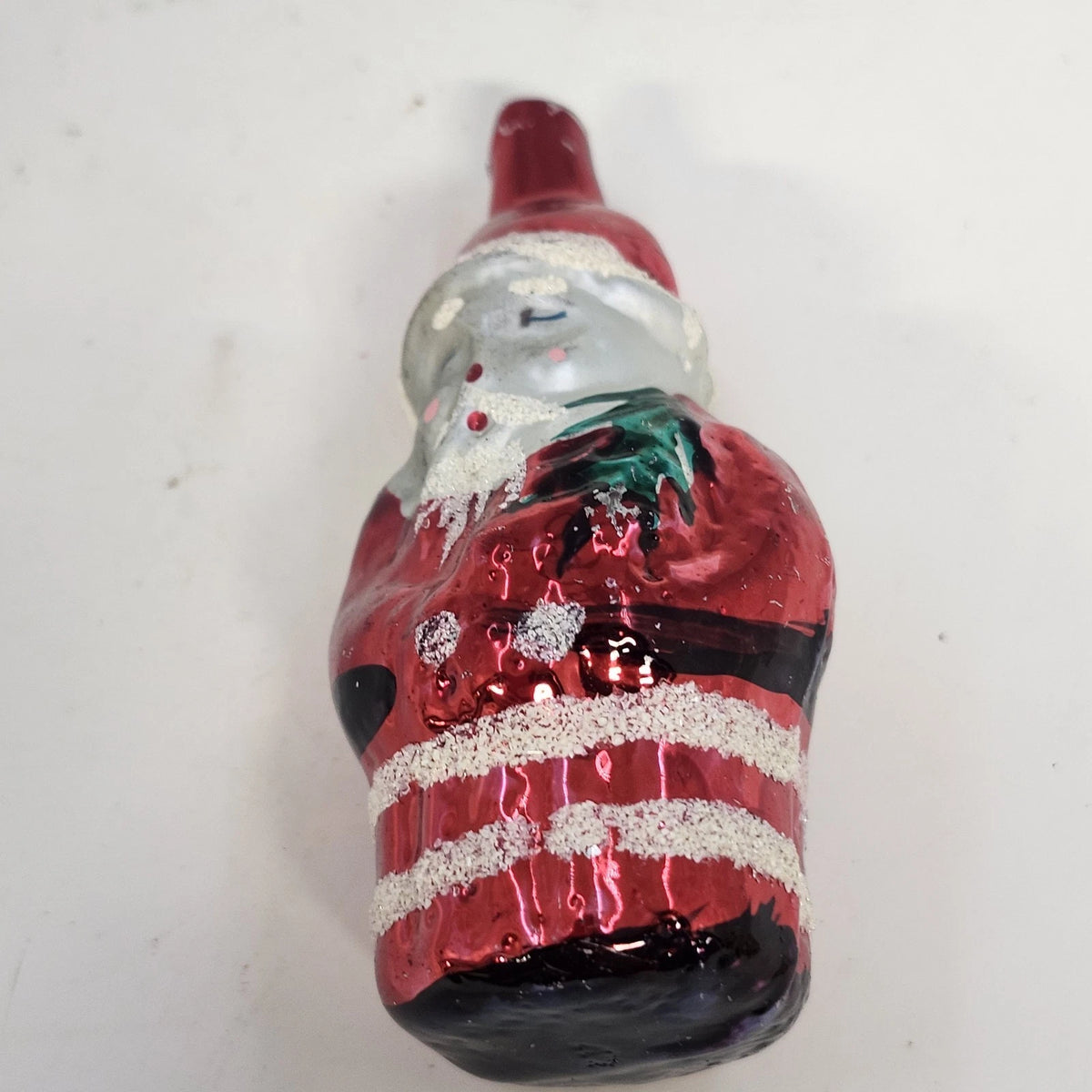 Mercury Glass Santa Christmas Ornaments Lot 7 Figural Mica Glitter Vtg No Caps