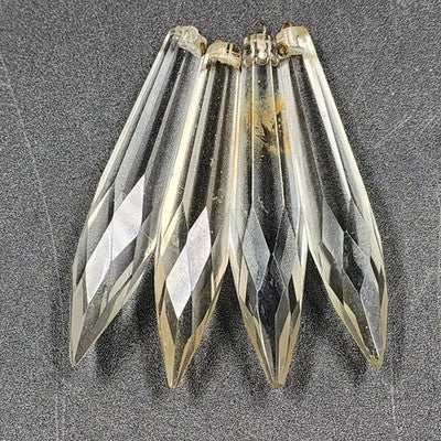 4 Rock Icicle Spear Crystal Glass Drop Chandelier Prisms 2.95" w Wire Connectors