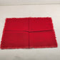 4 Pc Red Linen Dinner Napkins Dining Table Chapped Trim Vintage 11" x 11.5"