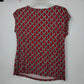 Talbots Petites Red Geometric Boat Neck Blouse Womens SP Top