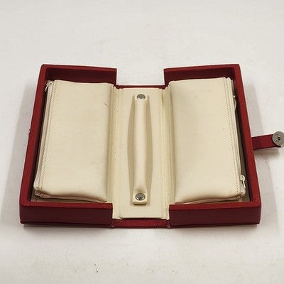 Hato Hasi Red Faux Leather Jewelry Travel Case Snap Closures Removable Pouches