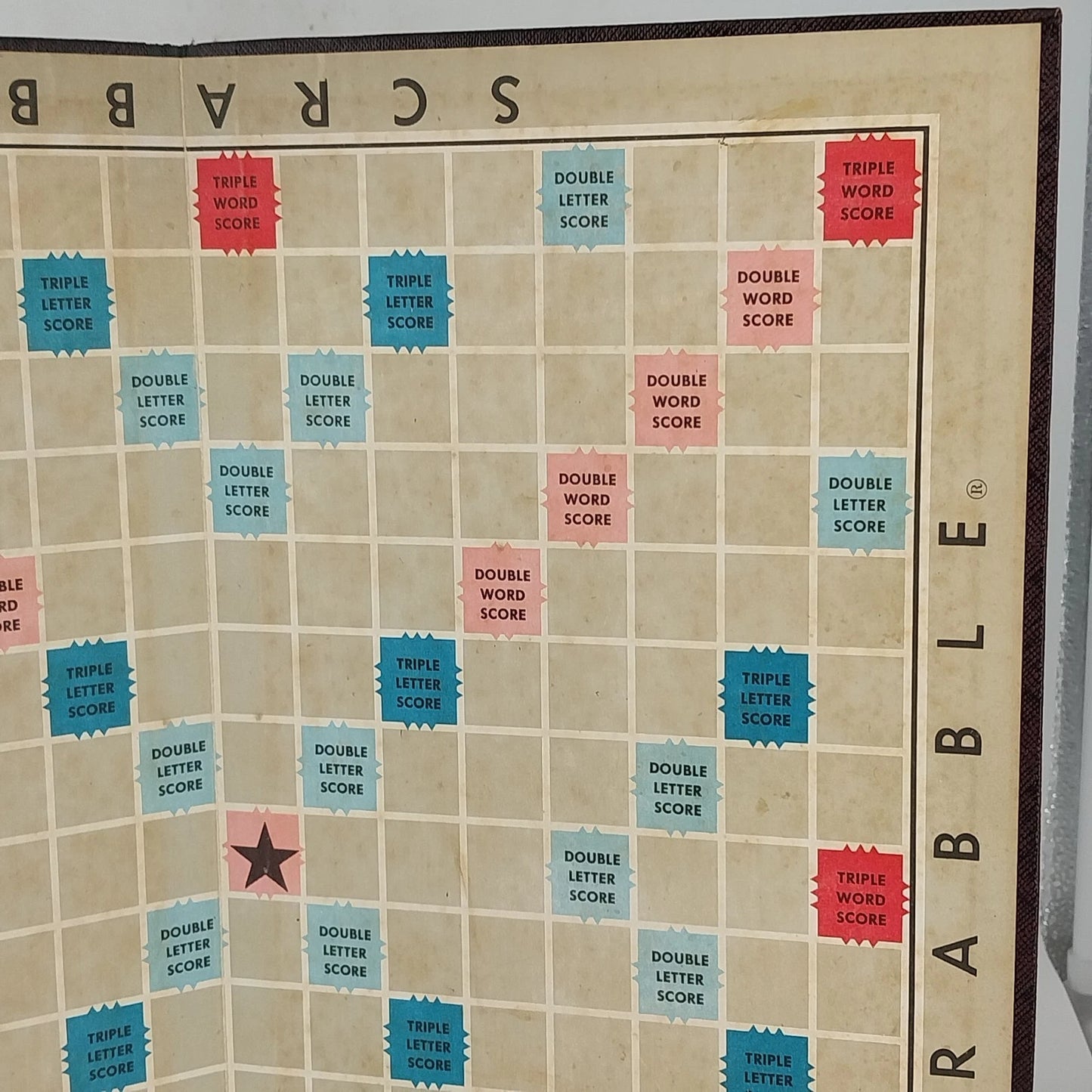 Scrabble Game Board Only 1948 Maroon Back Replacement Board 14" x 14" USA Vtg