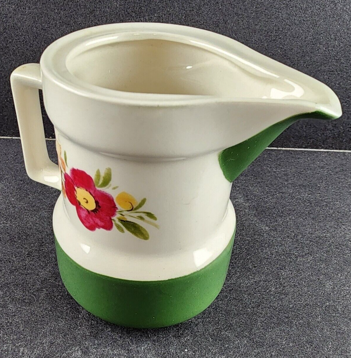 Pagnossin Treviso Italy Strong Earthenware Creamer Floral Green Border