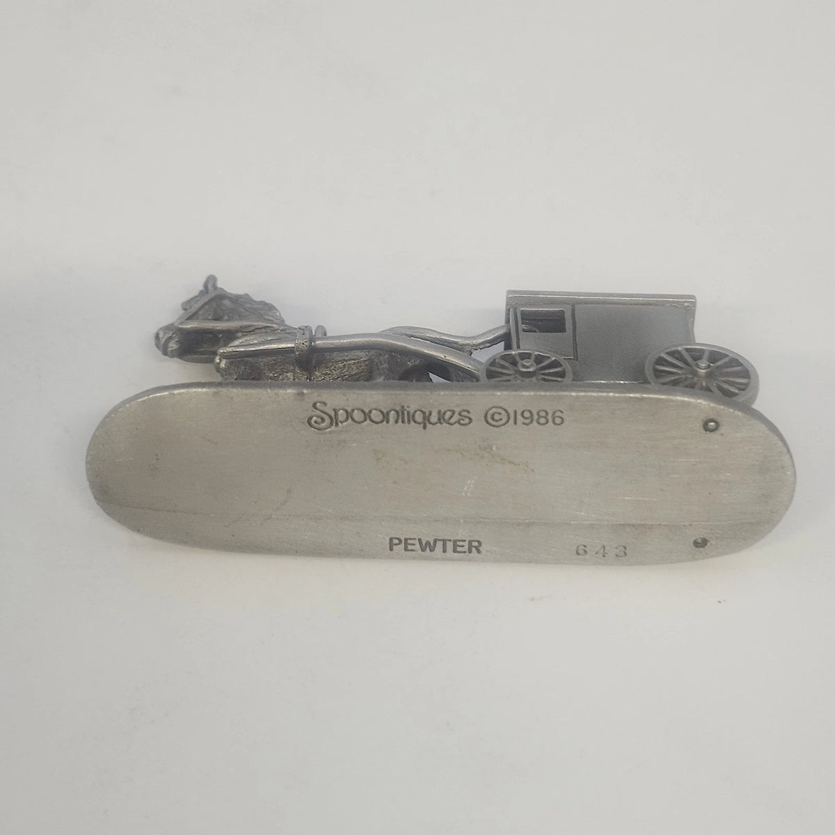 Spoontiques PP643 Horse & Buggy Pewter Figurine Amish Carriage Gray 1986 Vtg