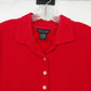 Limited Red Polo Shirt Women Large Cotton Stretch Short Sleeve Button Collar Top