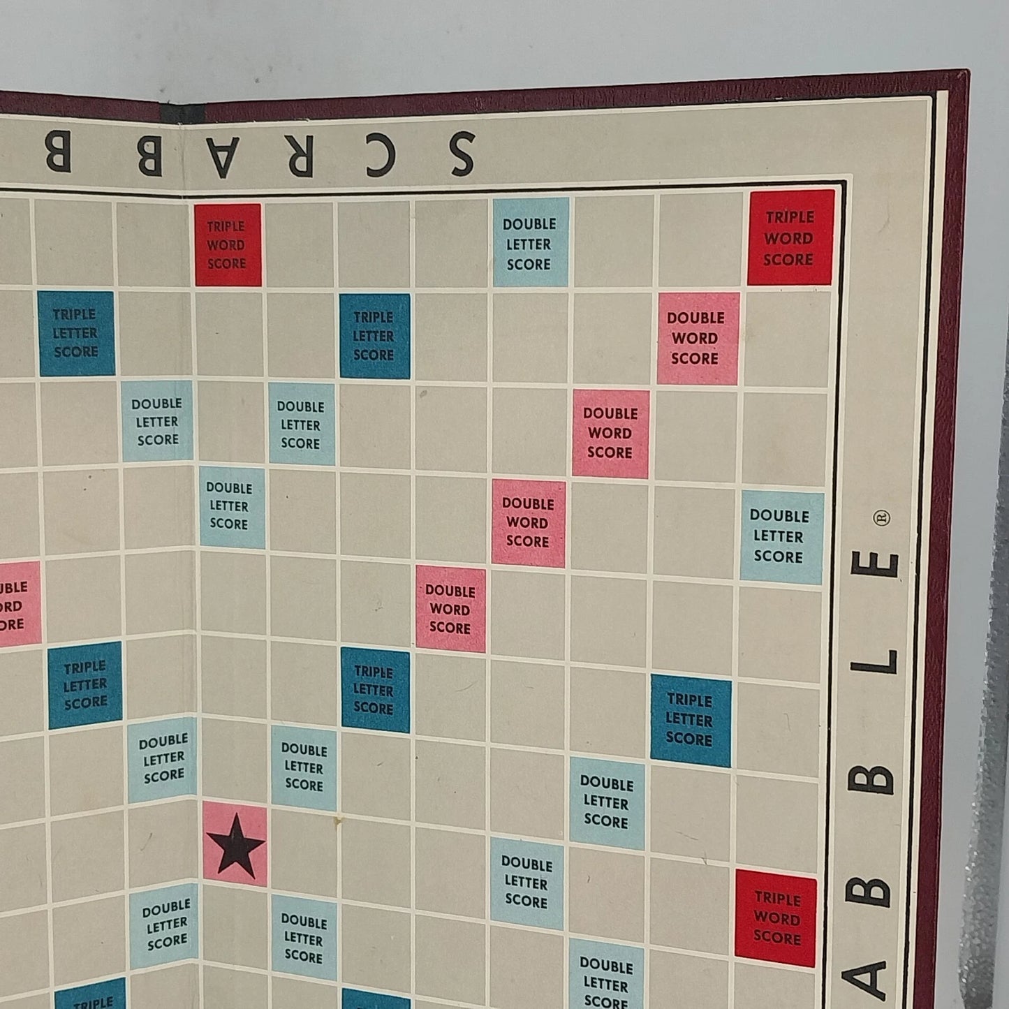 Scrabble Game Board Only 1948 Light Maroon Back Replacement Board 14" USA Vtg