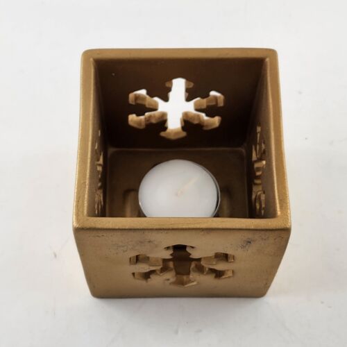 Living Home by Zrike Snowflake Design Glo-Light Ceramic Tea Candle Holder NOS