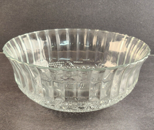 Kig Clear Fleur De Lis Glass Vegetable Bowl Vintage 7½" Across x 3" Tall