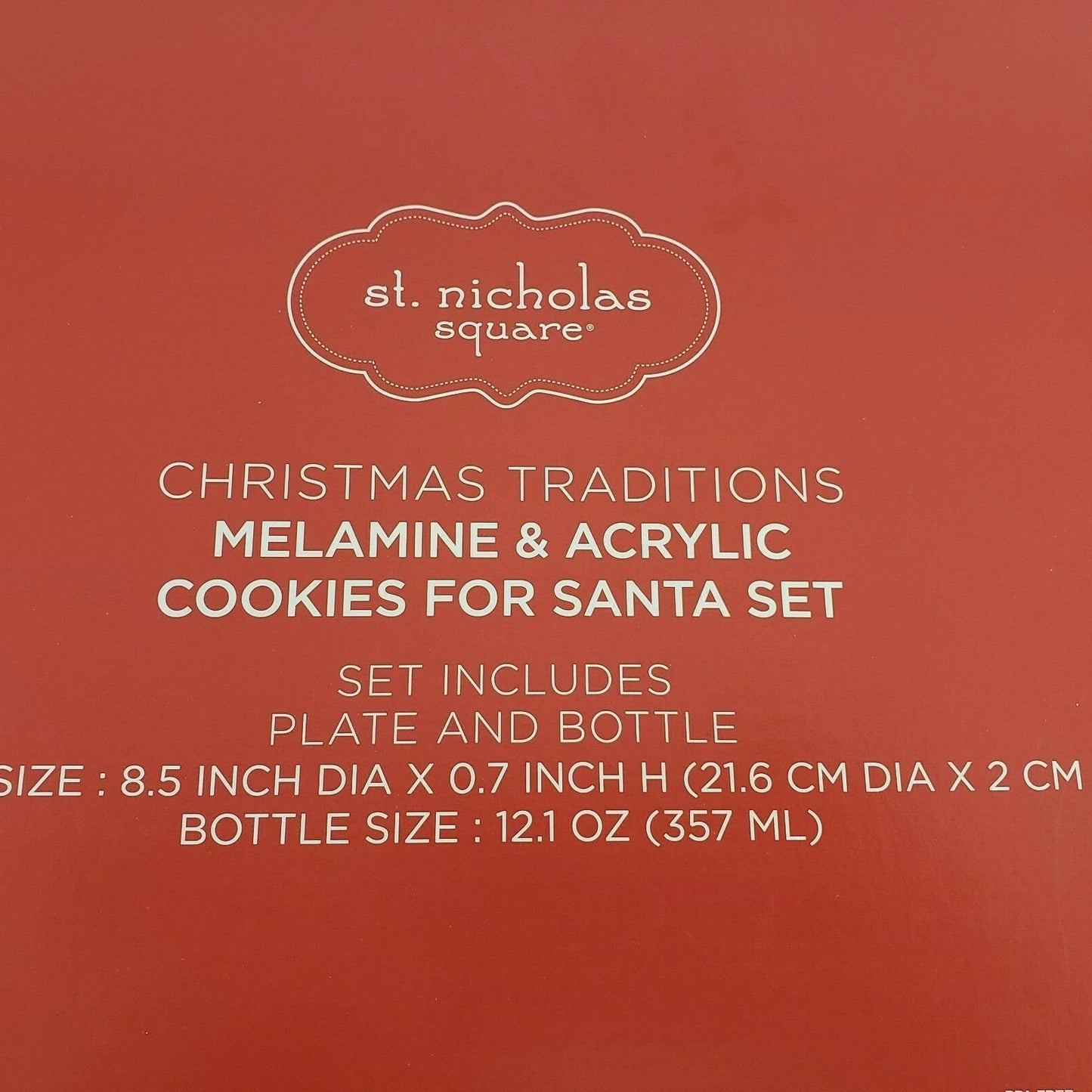 St. Nicholas Square Christmas Traditions Cookies for Santa Set Plate & Bottle