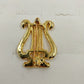 Gold Tone Music Instrument Harp with Rhinestone Brooch Lapel Pin 1.25" Vintage