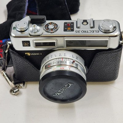 Yashica Electro 35 Film Camera 35mm Case Flash Power Cord Inst Manual Camera Bag