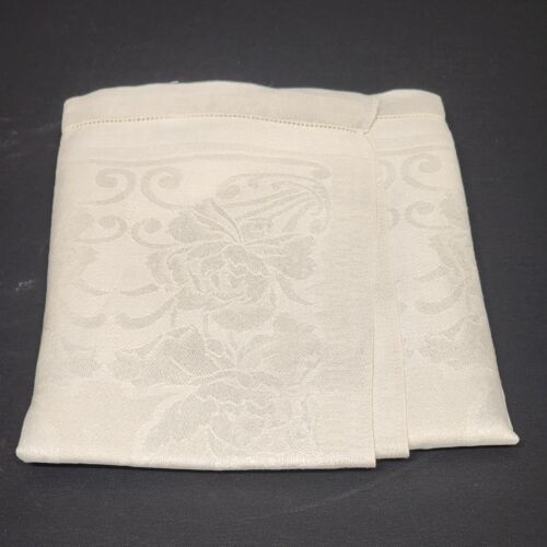 3 Linen Dresser Scarf Damask Cream Ecru Rose Runner Table Cover Doiley