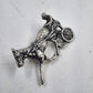 Silver Tone Harness Racing Sulky Jockey Brooch Pin Equestrian Vintage