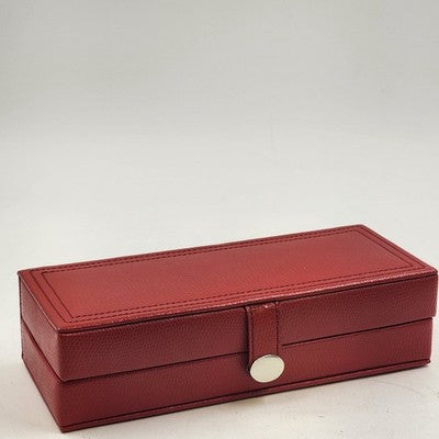 Hato Hasi Red Faux Leather Jewelry Travel Case Snap Closures Removable Pouches