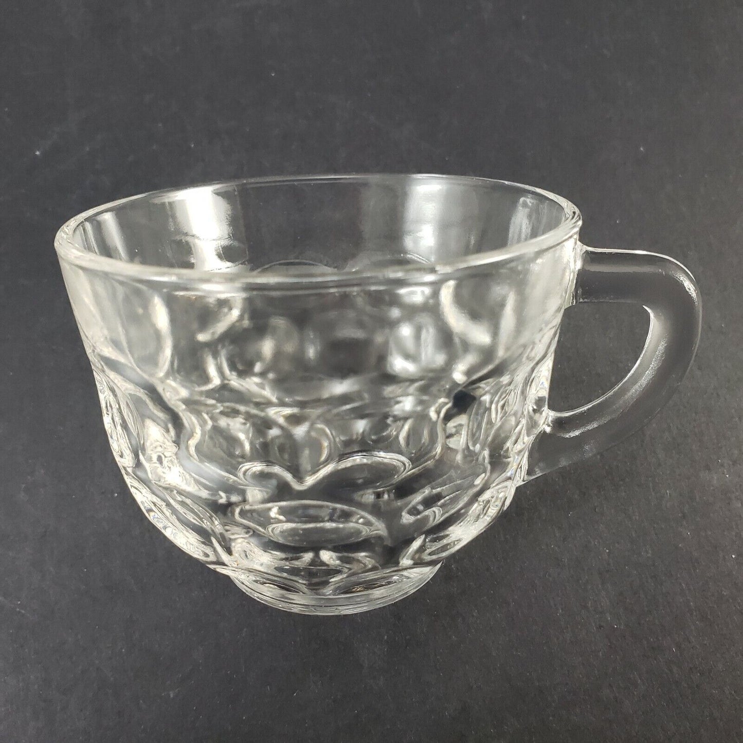 Vintage Federal Glass Thumbprint Iridescent Punch Bowl Set 7 Cups Ladle