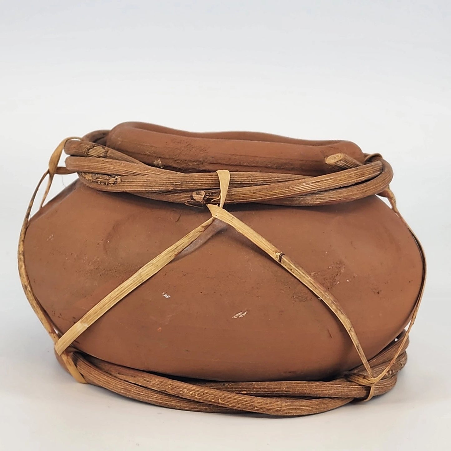 Orange Clay Pot Jug Pottery Vessel Folk Art Native American Style Terracotta Vtg