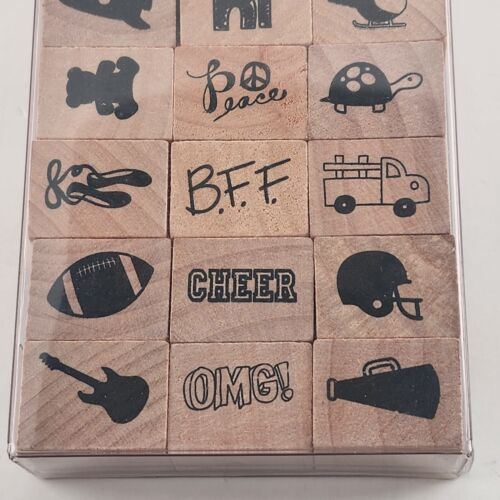 27 Piece Rubber Stamp Set Wood Mounted Recollections Necessities Vintage NWT