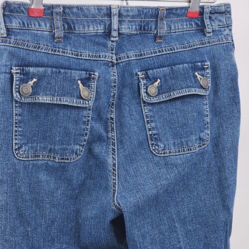 Croft & Barrow Women's Denim Capri Jeans Size 31" Blue 5 Pocket Brass Button Det