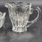 Gorham Crystal Lotus Pattern Creamer & Sugar Bowl with Lid Vtg Glass Set Germany