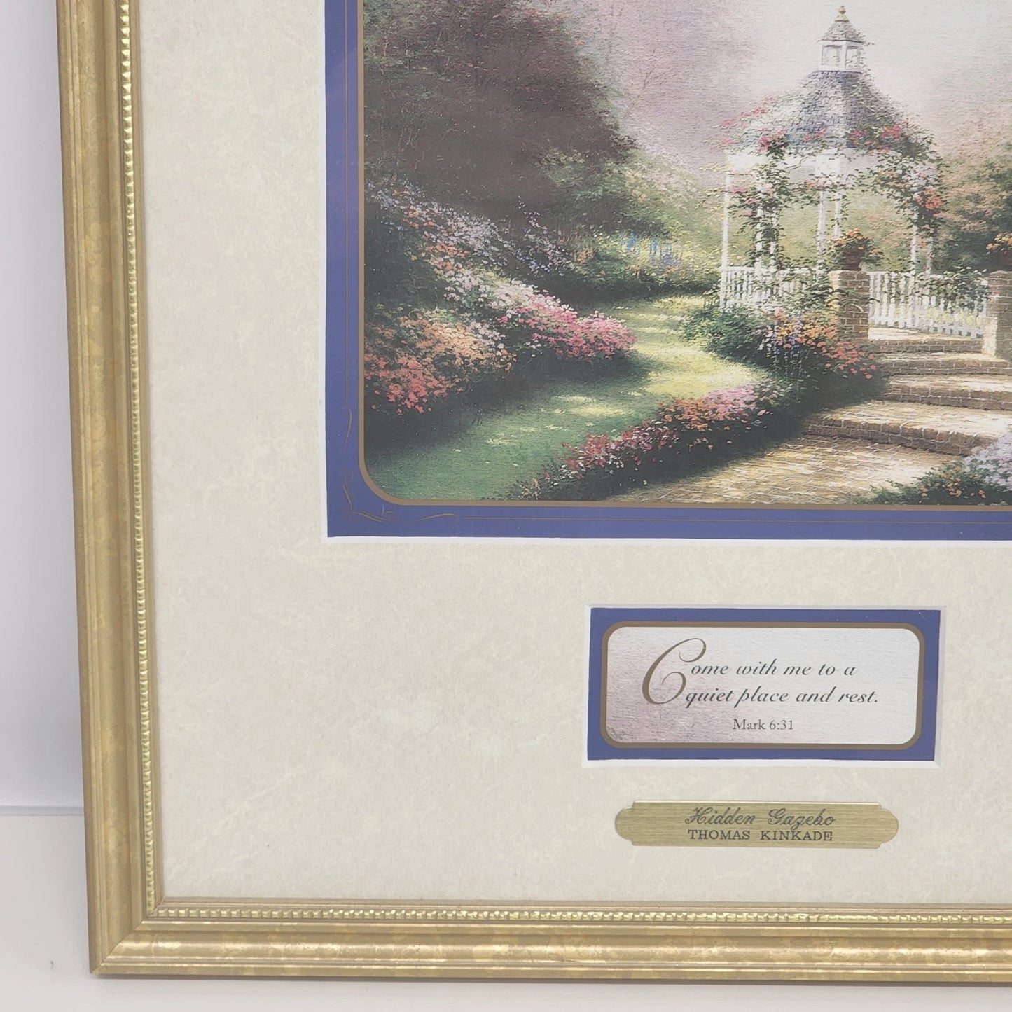 Thomas Kinkade Hidden Gazebo Accent Print 1996 Framed & Matted w COA Mark 6:31