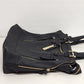 Massini Black Faux Leather Tote Handbag 16in Gold Tone Zipper