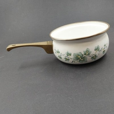 Corelle Coordinates Sauce Pan Lincoware Ivy Style Pattern Enamel Gold Handle