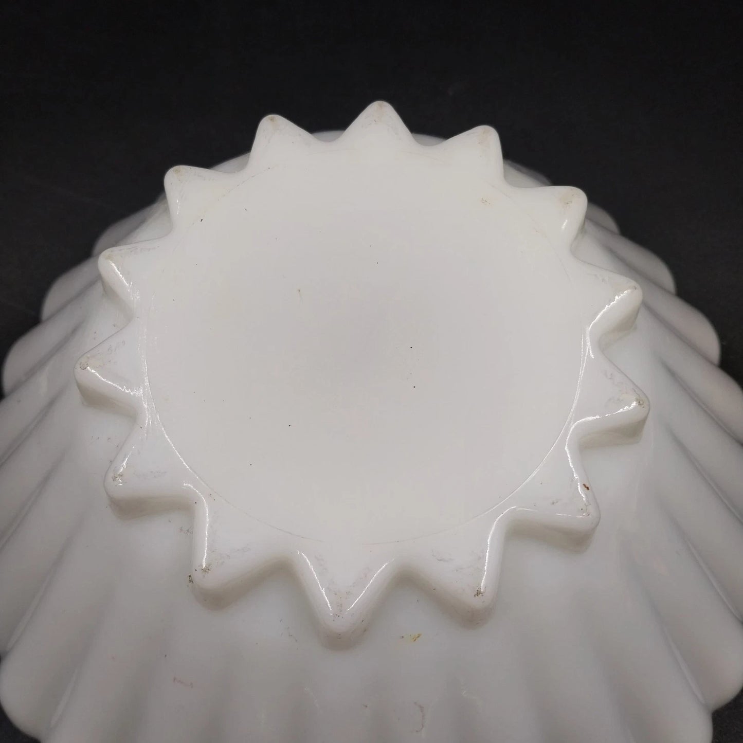 Fire-King Rachel Serving Bowl 11" Milk Glass Scalloped Gold Rim Anchor Hocking