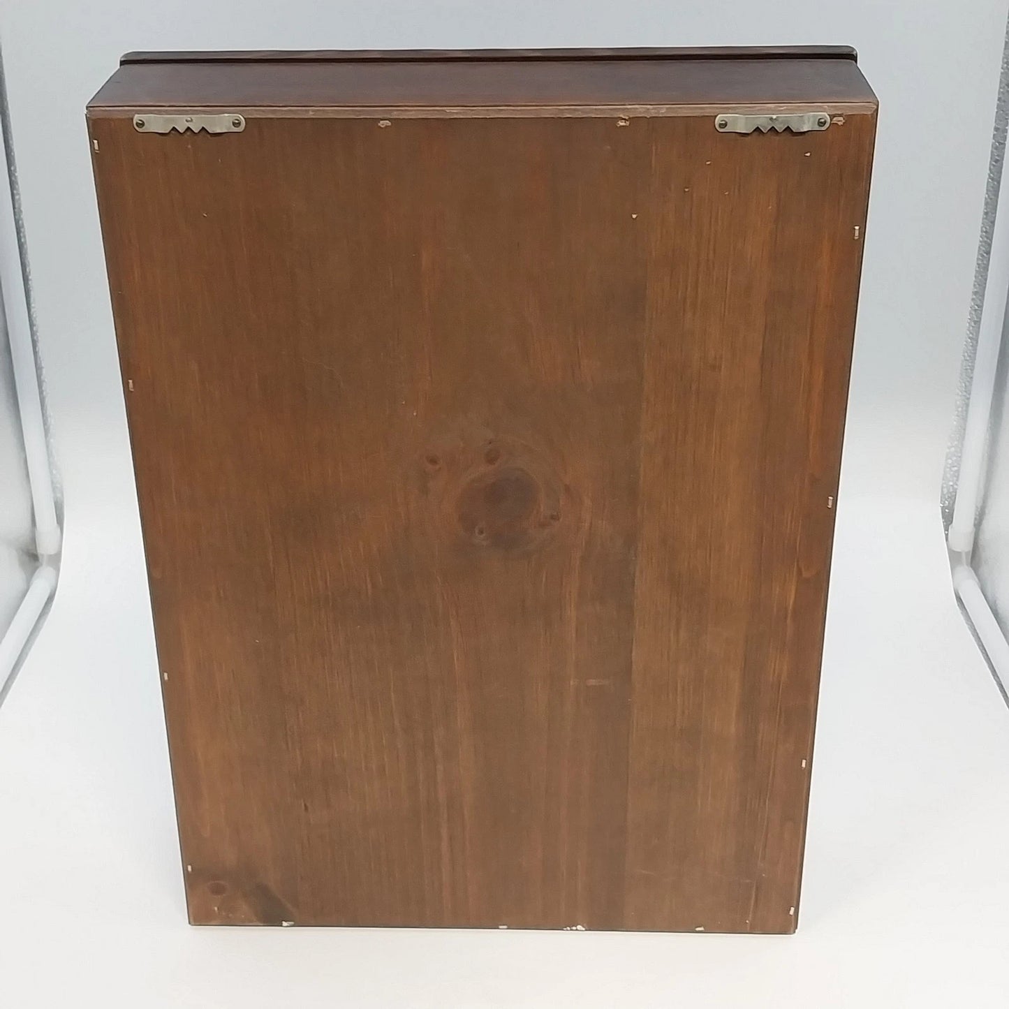 Wood Shadow Box Display Case Glass Door 14 Cubbies Wall Mount 16" Vintage