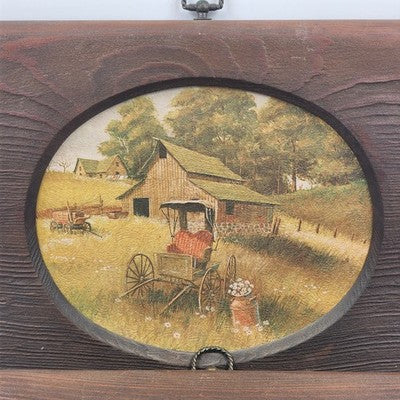 Set of 3 Old Country Farm Pictures Rustic Farmhouse Wall Art Mounted on Wood 12.5"x10.5"