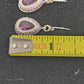 Silver Tone Chain Pear Cut Dangle Purple Rhinestone Amethyst Necklace & Earrings