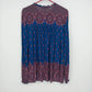 Vintage America Blues Women's Geometric Peasant Top Blue Pink Boho Size L