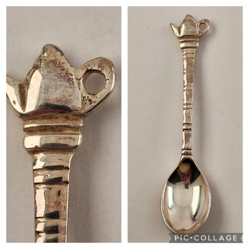 Alda's India Silver Baby Spoon with a Genie Lamp on the End 4¼" Long Vintage