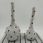 Studio B White Black Polka Dots Art Design with Striped Table Ceramic Vase Set