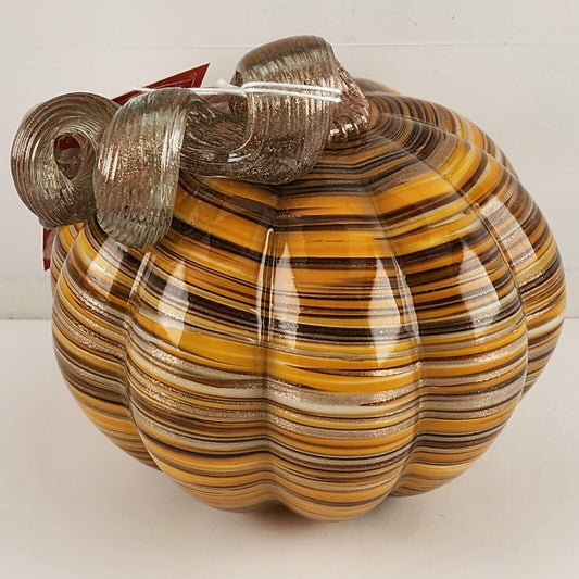 Martha Stewart Pumpkin Handblown Art Glass Various Fall Colors Curled Coil Stem