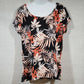 Eye Candy Women's Floral Top Size 2XL Black Pink Orange Cap Sleeves & Scoop Neck