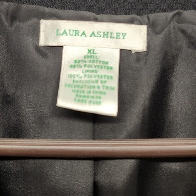 Laura Ashley Women’s XL Black Blazer Jacket Textured Sequins Trim Career Coat