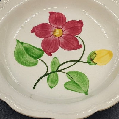Stetson Pottery Joy 8.25" Serving Bowl Hand Painted Red Yellow Floral 1950s