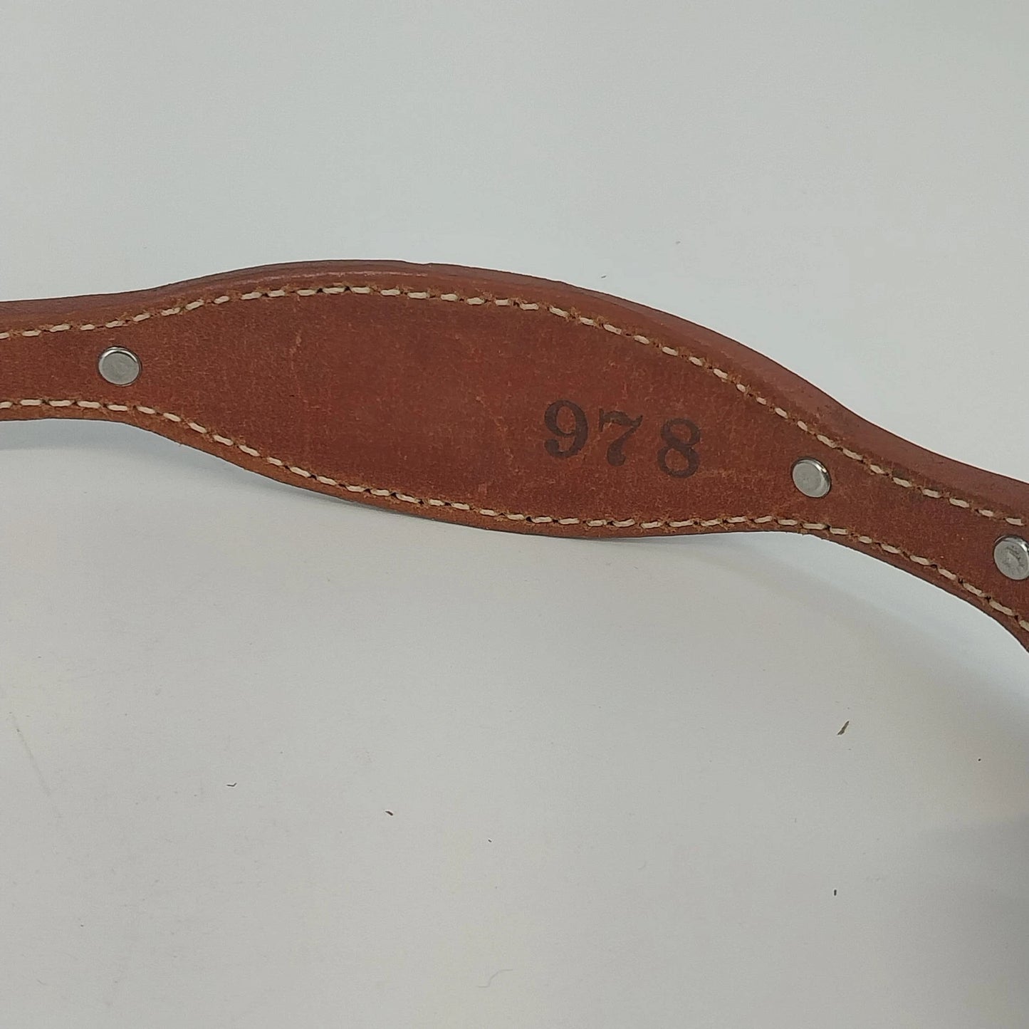 Brown Leather Basketweave Ranger Belt No Buckle 1.5" Marked 38 Vintage JJ Stamp