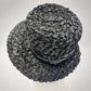 Mr. Lewis Black Raffia Woven Straw Hat Tall Crown Wide Brim Ribbon Bow w/ Buckle