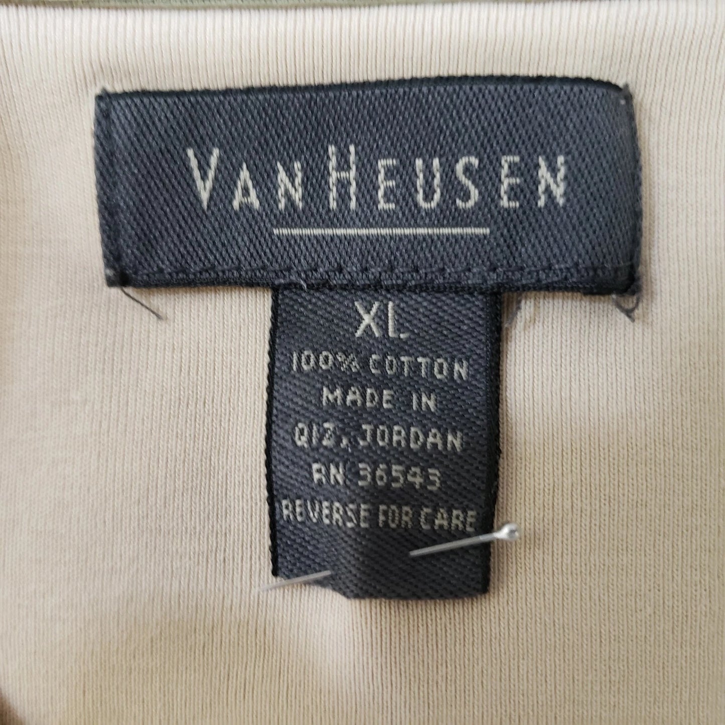 Van Heusen Men XL Beige Cotton Polo Shirt Short Sleeve Rugby