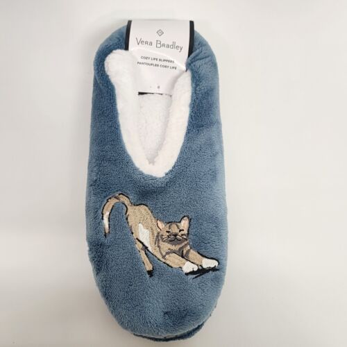 Vera Bradley Fleece Slippers Cat's Meow Ladies Medium Soft non-slip