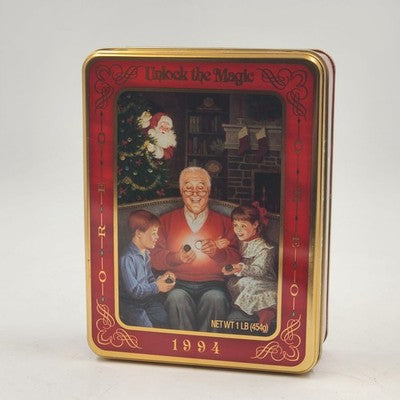 Oreo Cookie Tin 8"x6" 1994 Christmas Unlock The Magic Grandfather Remembers
