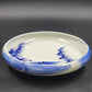 Japanese Porcelain Bowl Blue White Bamboo Dragonfly Design Curled Lip 9.5