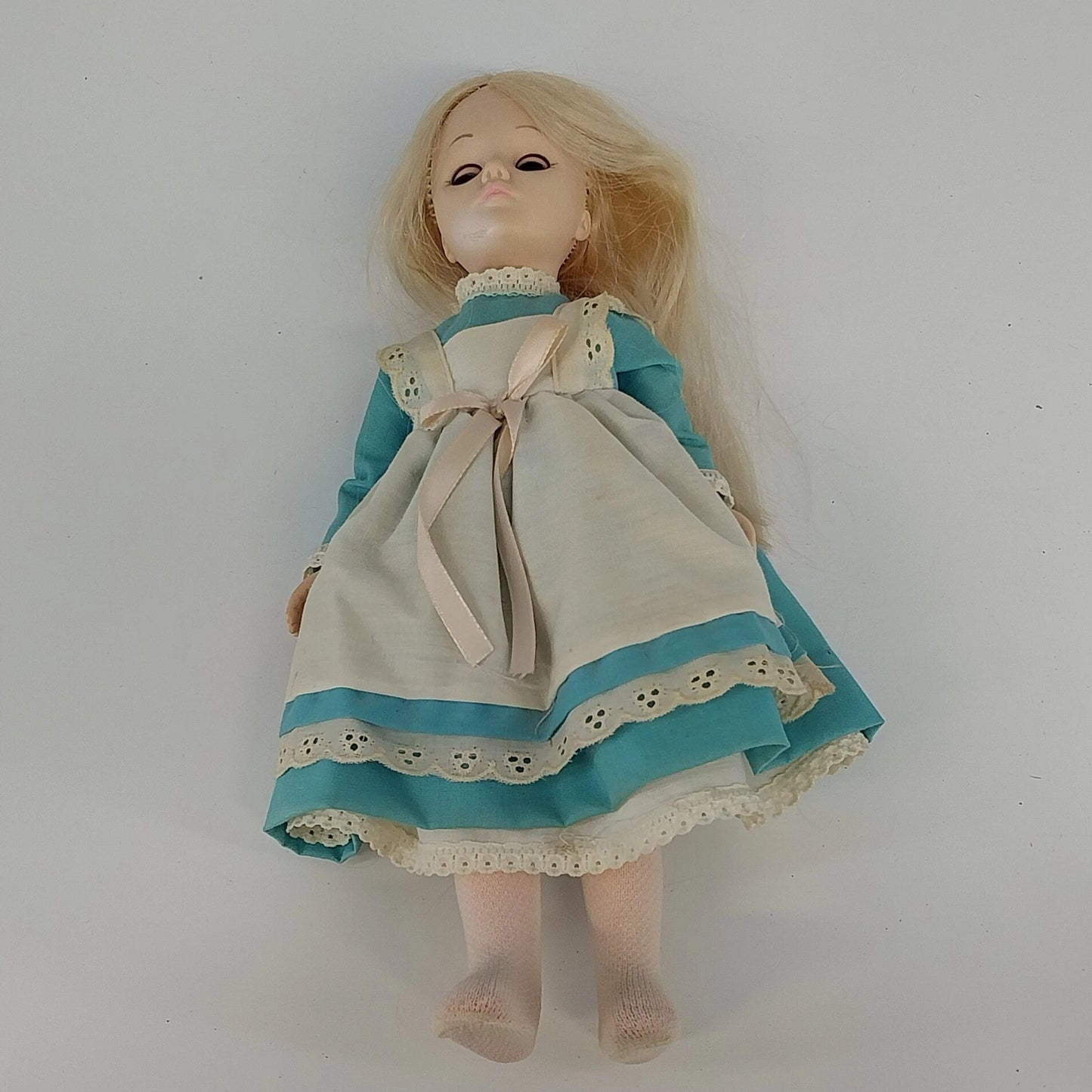 Effanbee Alice in Wonderland Storybook Doll 11" Blonde 1976 Vtg Teal White Dress