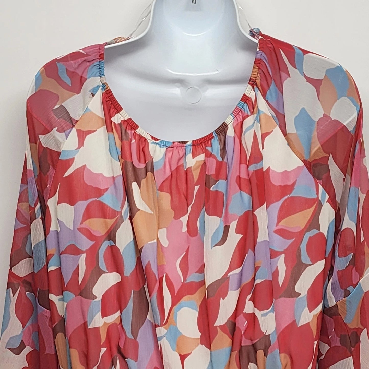 Peach Love California Boho Hippy Flowy Red Tunic Top Lined Large California Vtg
