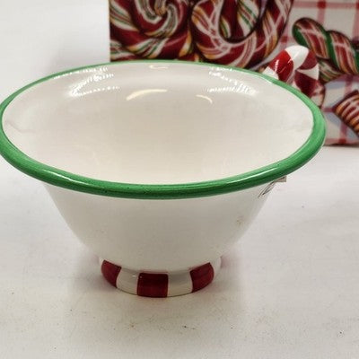 Hand Painted Tea Cup Department 56 Red Green Peppermint Mug China w Box
