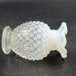 Fenton Moonstone Hobnail Clear White Opalescent Bud Vase 3.75" Ruffle Edge Vtg
