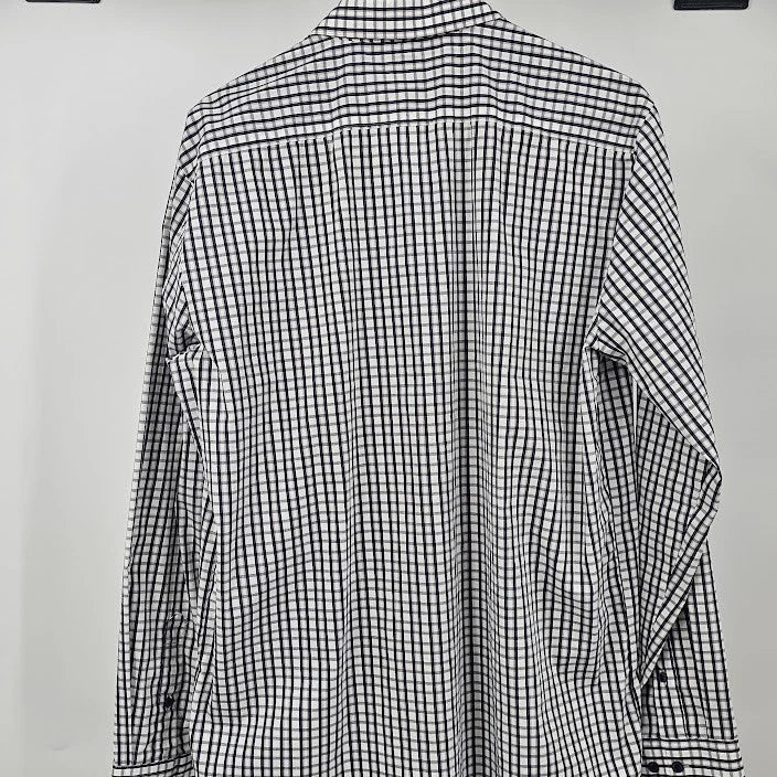 Denver Hayes Flextech Dress Shirt Men’s Black Check Size Medium Regular Standard