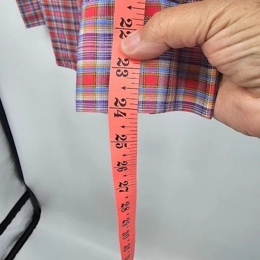 Alan Flusser Mens Multicolor Plaid Button-Up Shirt Size Medium 100% Cotton China
