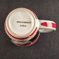 Snowman Ceramic Christmas Mug Night Scene Red Trim Hot Chocolate Cup 4.25" Vtg
